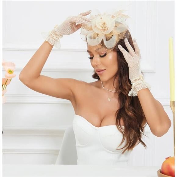 Hat Clip Hat Wedding Cocktail Tea Party Headwear and Short Lace - Picture 3 of 7